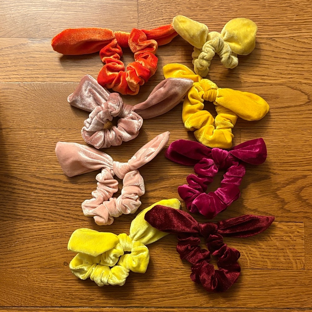 Lash Next Door: Colorful Velvet Hair Scrunchies Set, Warm Colors